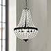 Bestier Modern French Empire Black Finish Farmhouse Crystal Pendant Chandelier Lighting LED Ceiling Light Fixture Lamp Dining Room Bathroom Bedroom Livingroom 1E26 Bulbs Required H18 in X D12 in