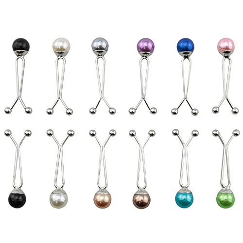 CZQC Faux Pearl Scarf Clip 12PCS Muslim Hijab Pearl Brooch Safety Scarf Pins Boutonniere for Wedding Dress Decorative Boutonniere DIY Accessories