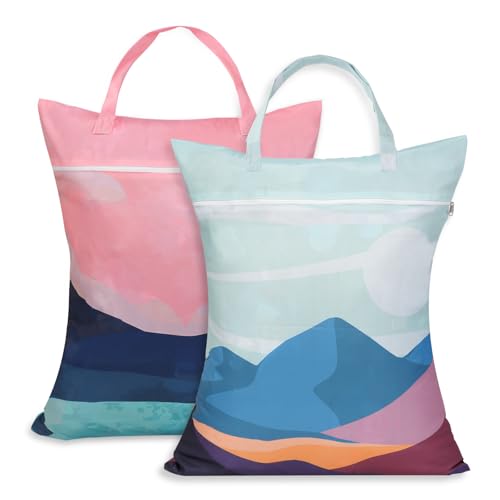 HOTUT Grands Sacs à Linge de Voyage Imperméables, 2X Vêtements Mouillés Sac Organisateur Pliable, avec Poignée, avec Fermeture Sac de Rangement, pour Linge Sale,...