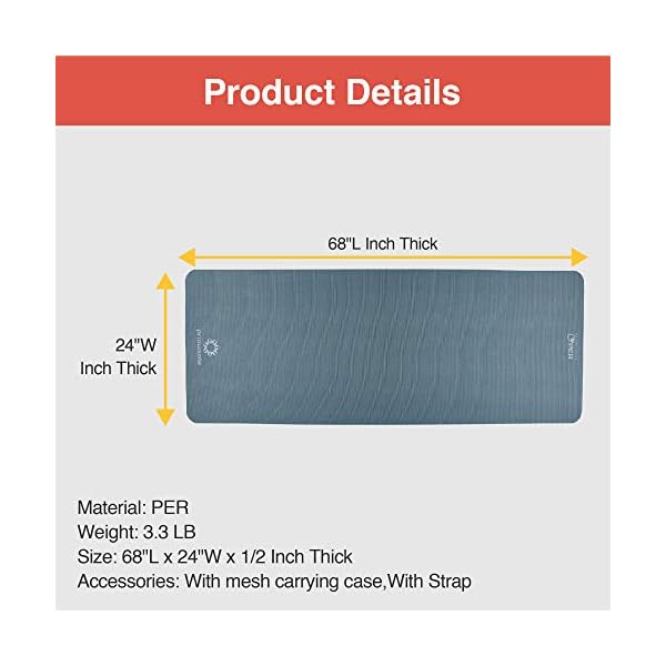 Primasole Yoga Mat Eco-Friendly Material 1/2"(10mm) Non-Slip Yoga Pilates Fitness at Home & Gym Twin Color Jango Green/Black PSS91NH075A