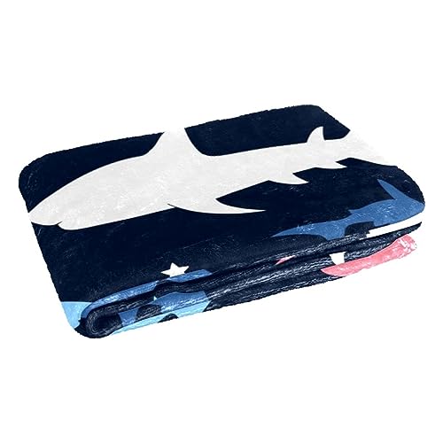 Plaid requin et étoiles doux couverture lit et canapé 150x100 cm