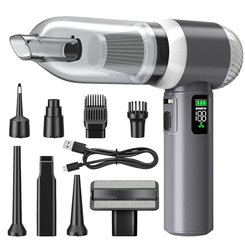 Clicar Handheld Cordless Vacuum Cleaner, 2 in 1 Suction and Blow, 100W Brushless Motor, LED Digital Display, 8 Accessories, for Car Home Pet Hair Office