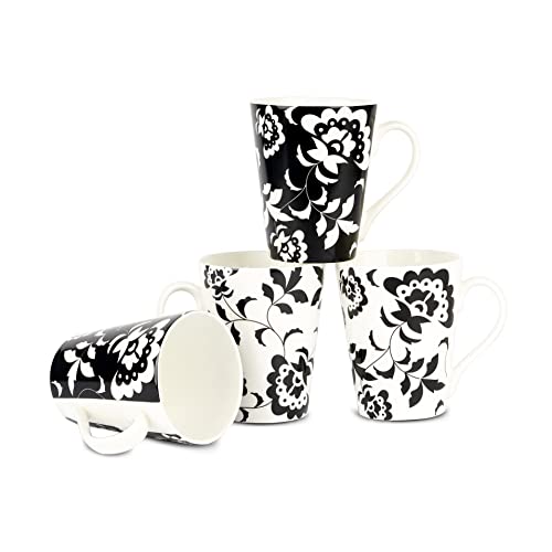 Image of Dandy Lines Conical Black and White Floral Design, 95015, Pack of 4
