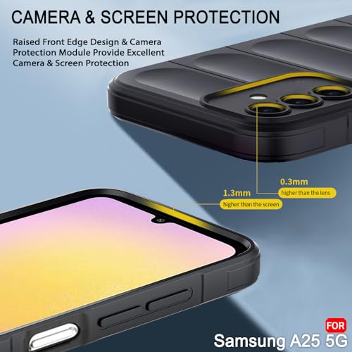 Image of TheGiftKart Liquid Silicon Back Cover Case for Samsung Galaxy A25 5G | Shockproof Military Grade Protection | Micro-Fibre Cloth On Inner Side | Built-in Anti-Slip Grip Samsung A25 Cover (TPU, Black)