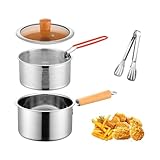 Small Stainless Steel Deep Fryer Pot With Fry Basket, 2.5L Small Capacity Deep Fryer with Lid, Stock Pot,Stove Top Cooking Pot Deep Fryer With Basket For Cooking Chicken Wings, Seafood