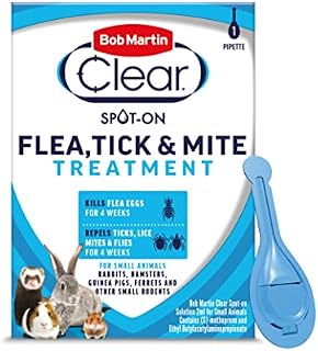 Bob Martin | Spot On Flea Treatment for Small Pets (Rabbits, Hamsters & Guinea Pigs ) |Protection Against Fleas, Ticks, Lice & Mites (1 Pipette)