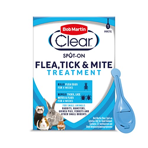 Bob Martin Clear Spot On Flea Treatment for Small Pets (Rabbits, Hamsters, Guinea Pigs & Ferrets) – Protect Against Fleas, Ticks, Lice & Mites (1 Pipette)