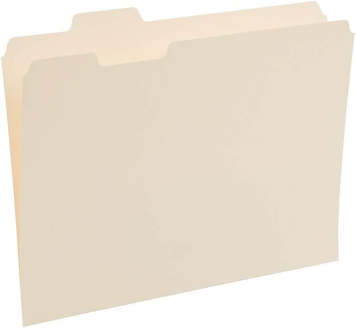Staples File Folders, Letter Size, 1/5‑Cut Tabs, Assorted Positions, Manila, Durable Paper Stock, 100/Box