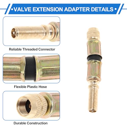 Image of Motoforti 1set 45 Degree Copper Tire Valve Extension with Flexible Plastic 75mm Tyre Valve Inflation Adapter for Car Motorcycle RV Truck Bike