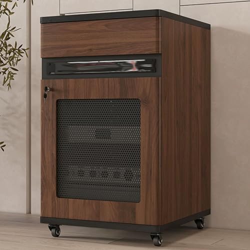 Armoire Multimédia AV Robuste avec Étagères Réglables, Armoire de Rangement Multimédia, Support Audio avec Roue, Support TV, Armoire Stéréo Tour...