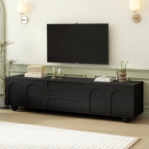 Black TV Stand for 75 inch TV, 70 inch Modern