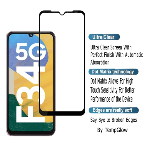 Image of Screen Protector for Samsung Galaxy F34 5G (Black) Tempered Glass Edge-to-Edge 6D Screen Guard With Installation Kit.