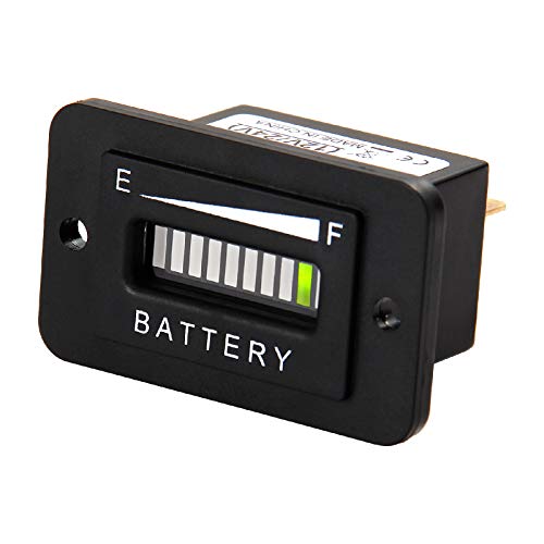 Jayron Large LED Display Lead Acid Battery Indicator Suit for DC Powered Equipment Such as Fork Lifts,Golf Cart,Floor Care Equipment (12/24V)