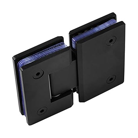 Glass Door Hinges, Black 180 Degree Frameless Glass Door Wall Hinges Shower Room Accessories Glass Door Hinge,Bathroom Clip,Suits for 8~12 mm(1/3" to 1/2") Toughened Glass Cover