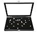 RJ Displays Glass Top Black Jewelry Display Case with 72 Slot Rings Tray. Comes with Free Jewelry Polishing Cloth