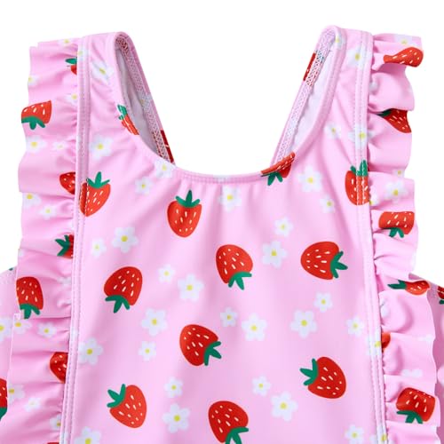 Image of RAISEVERN Baby Girls Swimsuit Ruffles Bathing Suits Cute Beach Sport Swimming Backless Summer One Piece Swimwear 2-7 Years