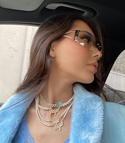 Guvivi Wrap Around Y2K Sunglasses For Women Men Shield Flat Top Sunglasses Futuristic Frameless Gradient Lens Sun Glasses #TOP7