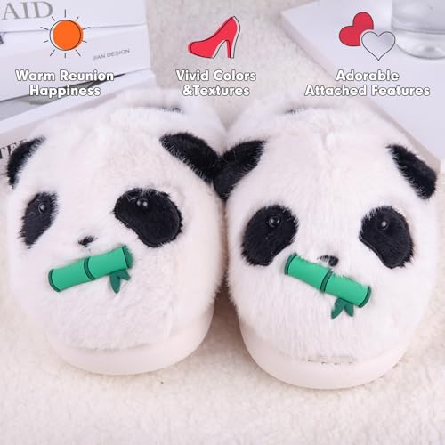 ARELUX Cute Panda Plush Slippers for Women - Adorable Animal with Bamboo, Soft Fuzzy Warm Winter House Shoes, Cozy Fluffy Bedroom Slipper for Women Girls Teens, Non-Slip Indoor Comfort4