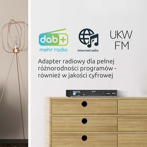 TechniSat DIGITRADIO 143 (V3)  Tuner HiFi Internetowe (Radio cyfrowe DAB+, Strumieniowanie audio przez Bluetooth, Spotify Connect, Antena kierunkowa, Pilot, Szerokość 43,5 cm) czarny