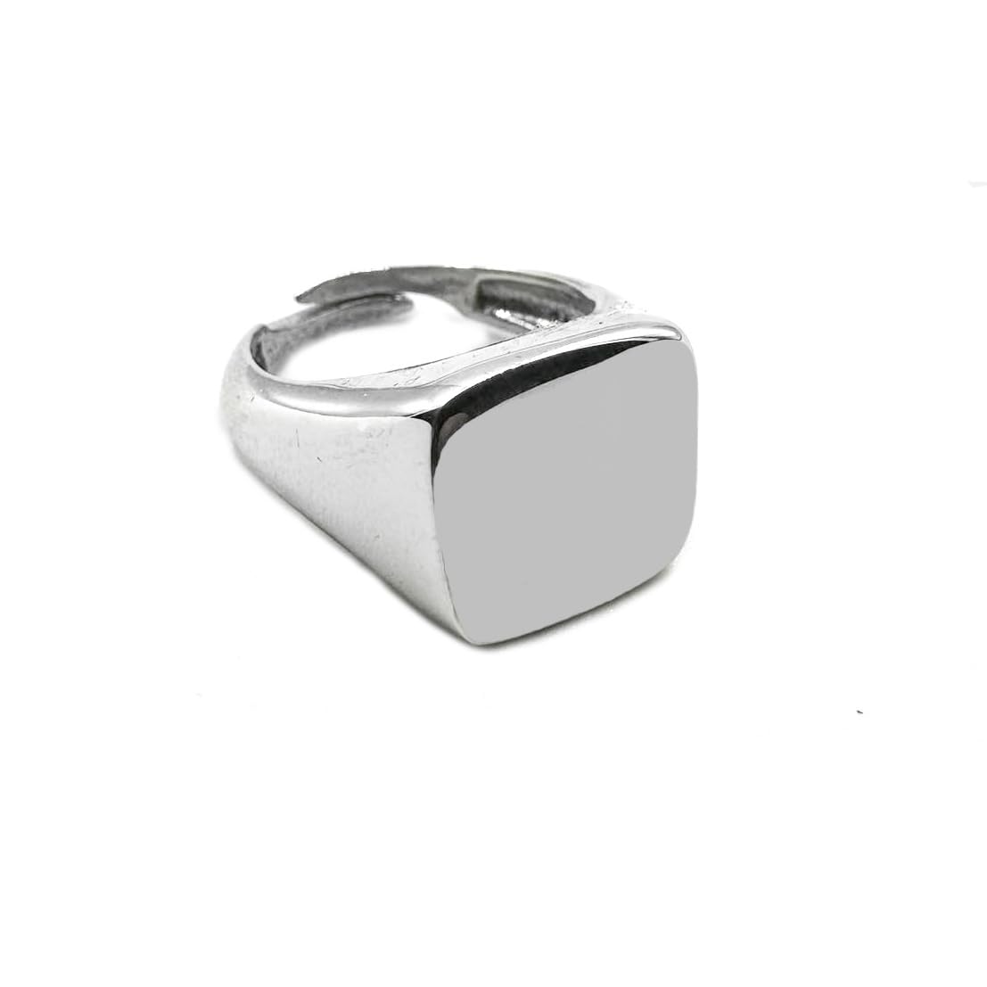 Anello Chevalier Donna Argento 925 Mignolo Quadrato Regolabile Made in Italy INCISIONE OMAGGIO