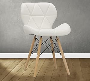 Finch Fox Eames Replica Faux Leather Dining Chair in White Color