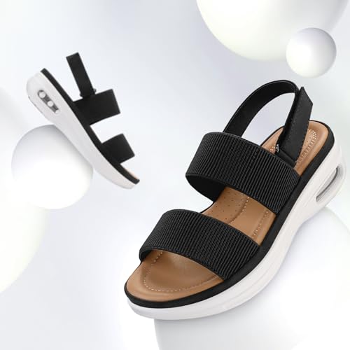 mysoft Women's Walking Sandals Comfortable Air Cushion Platform Elastic Ankle Strap Open Toe Ourdoor Summer Shoes4