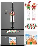 CORALMEE Christmas Refrigerator Handle Covers Set of 4, Gingerbread Kitchen Decor Refrigerator Door Handle Covers for Xmas, Christmas Fridge Handle Covers, Gingerbread Decor for Kitchen Home Decor
