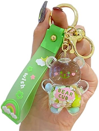BEXOA Cute Liquid Keychain Christmas Gift - New Year Kawaii Keychains Floating Bear Backpack Charms Women Men Car Key Ring