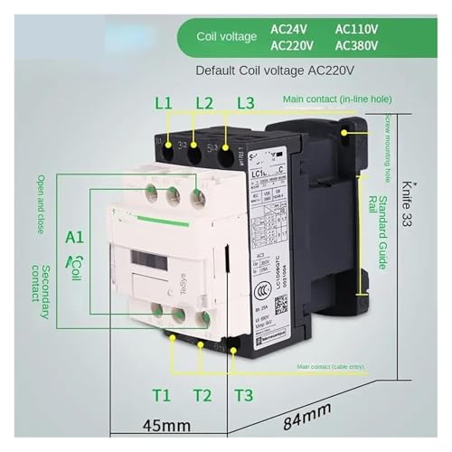 Contacteur AC 220v triphasé LC1D25 avec contacts auxiliaires haute performance - 2