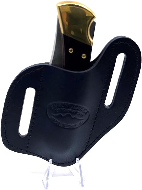 BarsonyBlack Leather Folding Knife Pancake Sheath