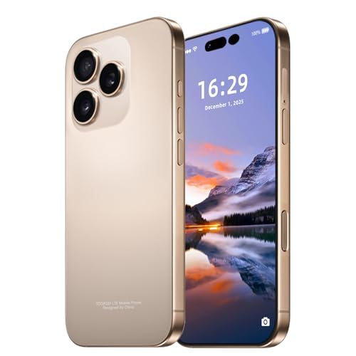 FNCOCO 16 ProMa x Unlocked Cell Phones, 16GB+512GB Memory Octa Core Android Phone, Android 16 Smartphone,6800 mAh Battey, 6.9" HD Screen, Dual SIM, Dual Standby, 108MP Camera, 5G Phone-Gold