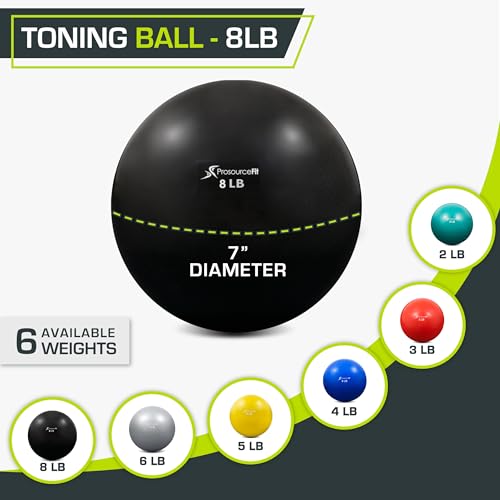 Image of ProsourceFit Weighted Toning Exercise Balls for Pilates, Yoga, Strength Training and Physical Therapy, 2 lb to 8 lb, Color Coded