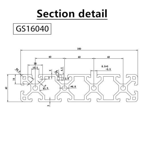 Profilé en aluminium 40160 pour monter un rail de guidage d'anode 900mm