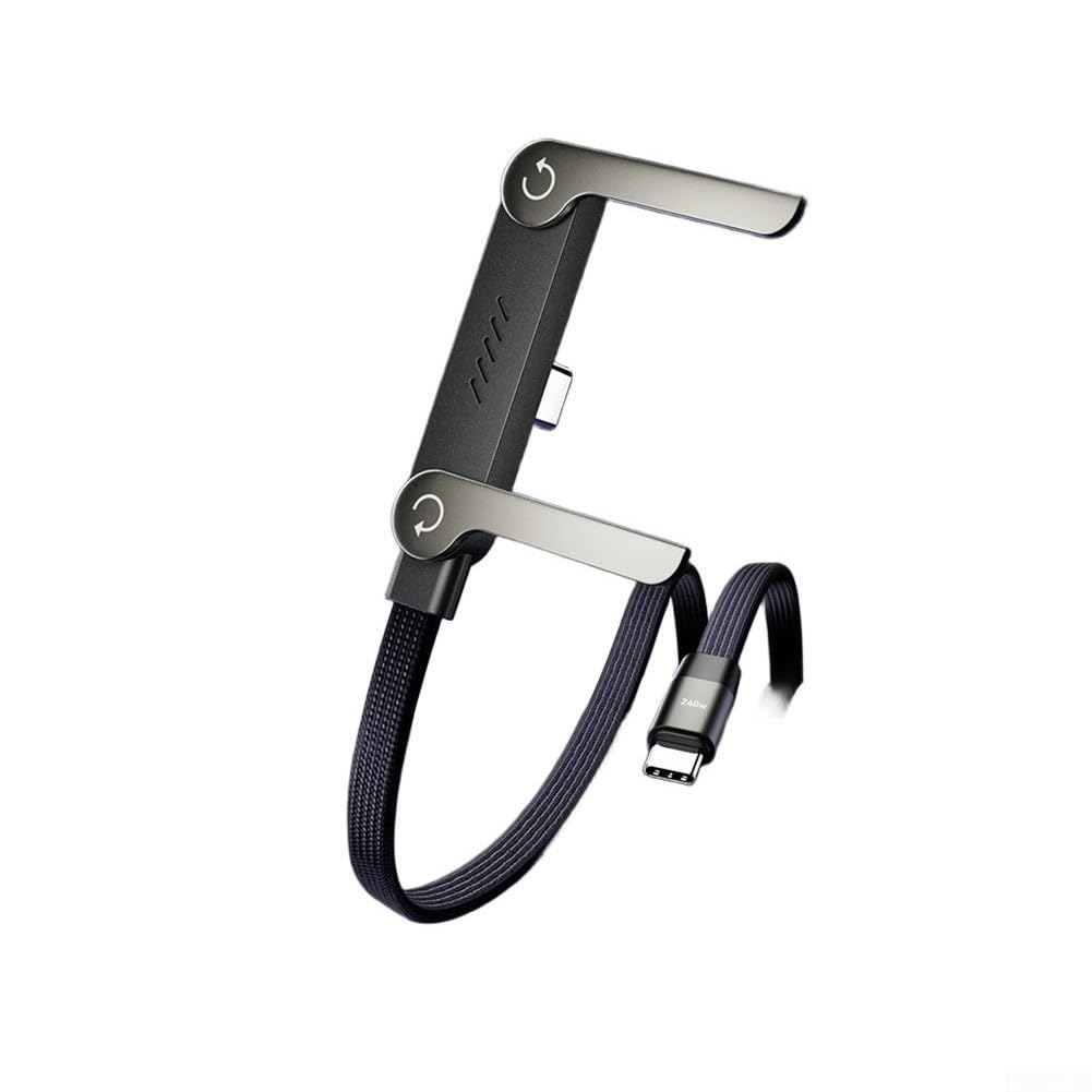 Sideways - Caricatore per telefono, cavo di ricarica invisibile 2 in 1, 65 W/240 W, cavo di ricarica rapida con supporto per telefono integrato, pieghevole a forma di T, durevole, tipo C Sideways - Caricatore per telefono, cavo di ricarica invisibile 2 in 1, 65 W/240 W, cavo di ricarica rapida con supporto per telefono integrato, pieghevole a forma di T, durevole, tipo C