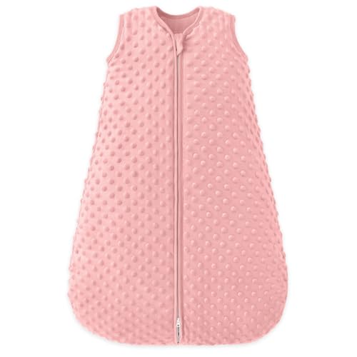 Image of FILLEEP Fleece Baby Sleep Sack 0-6 Months 2.5 Tog with Plush Dots, Winter Baby Wearable Blanket for Infant Toddler Sleeping Sack 2-Way Zipper Warm Sleepsack, Pink