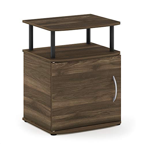 Image of Furinno JAYA End Side Sofa Table /Nightstand with Door, 1-Pack, Columbia Walnut /Black