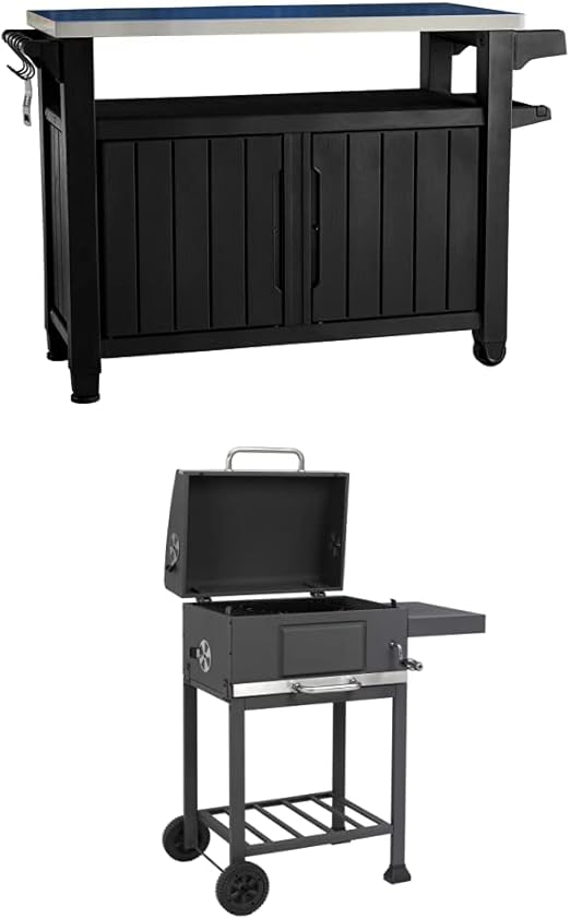 Keter BBQ Beistelltisch Unity XL + tepro 1163 Holzkohlegrill Toronto