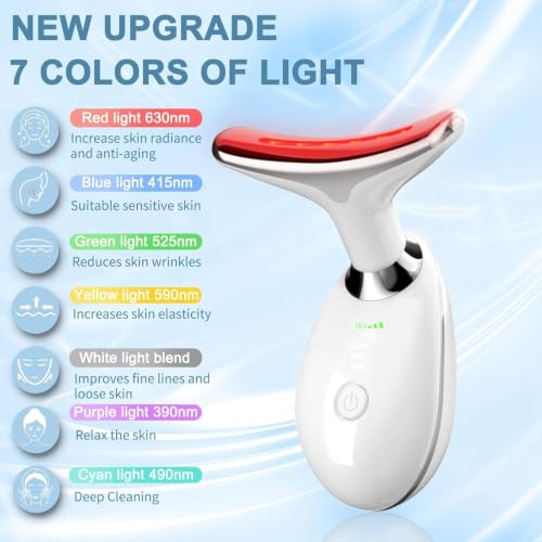 Image of KIMEE Face Massager, Anti-Aging Neck Eye Massager with 7 Colors 3 Modes, Facial Massager for Skin Care, Anti-Wrinkle Device for Slimming Face Electric Face Scrubber