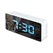 Shayson Digital Alarm Clock, LED Display Clock Best Makeup Bedroom Mirror Travel Alarm Office Bedroom Clock, Dual Alarm with Snooze, Dimmer Control, Support Battery Powered and with USB Port-Blue