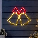 CHRISTOW Bell Christmas Light Outdoor Decoration, Energy Efficient LED Rope Light, Flashing Wall Window Silhouette, Mains Operated (55cm)