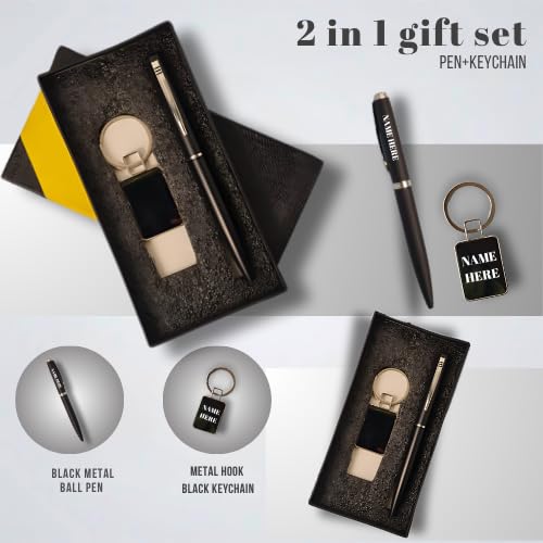 Image of 2 in 1 Personalized Pen & Keychain With Name | Best for Birthday, Corporate, Teacher's Day, Boyfriend, and Event Gifting (Black)