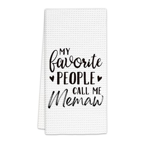 FIicy Memaw Gifts Kitchen Towels, Gifts for Memaws Grandma Dish Towels, Memaws Grandma Gifts from Grandkids, My Favorite People Call Me Memaw Decorative Hand Towel for Kitchen Bathroom(16x24 Inch)