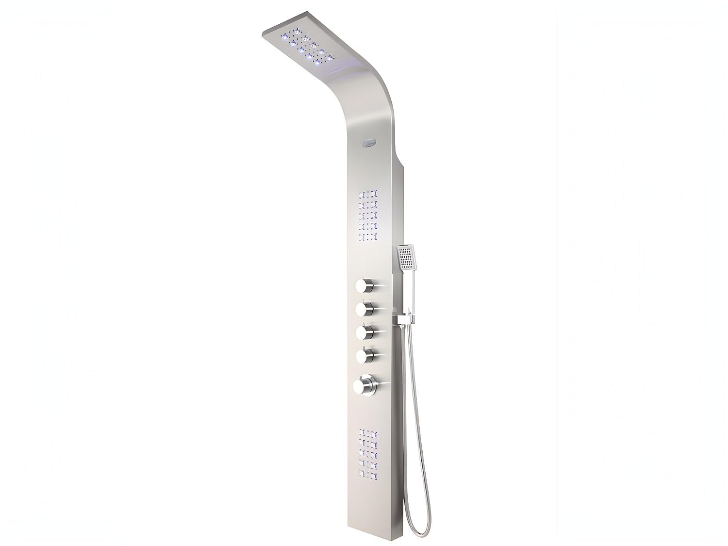 Colonne de douche hydromassante thermostatique à LEDs Felicita argentée 20x165cm