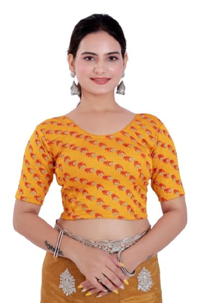 Women’s Stretchable Foil Printed Blouse – Elegant Shine, Comfortable Fit, Soft Lycra Fabric – Multiple Colors & Sizes for Sarees and Ethnic Wear-picture-51