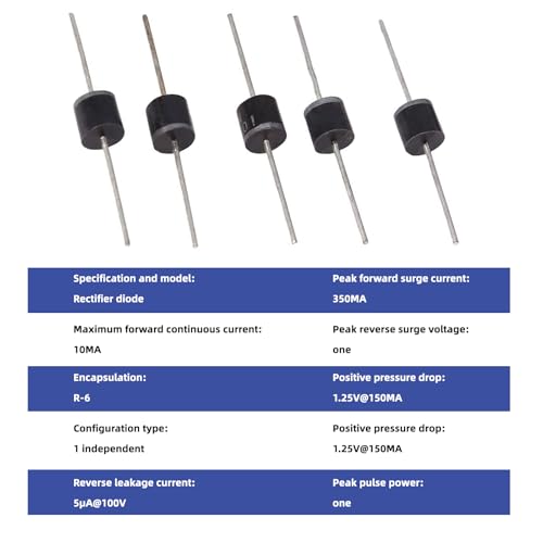 Wjelet 30 Stück Gleichrichterdioden 10A10, Hochspannungs Schottky Diode Siliziumdiode 1000V, Sperrdiode Diode 10A für DIY Elektronische Projekte, Netzteilbau, Wechselstrom Gleichrichtung