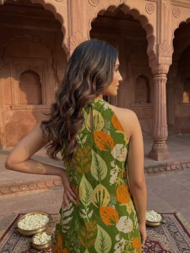 Image of OOMPH! Women's Hulter Neck Kurta & Bottom Set | Straight Kurta Outfits | Ethnic Set | Kurti Set for Woman
