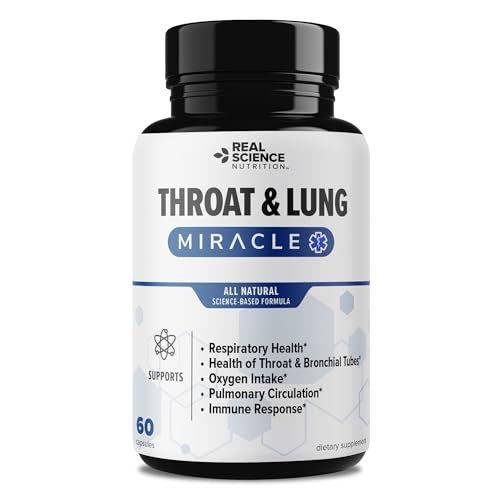Real Science Throat & Lung Detox Capsules to Clear Mucus Sore Throat & Support Breathing Lung Support Supplement with Vinitrox GABA Vitamin C & D for Long-Term Cough & Respiratory Relief 60 Caps
