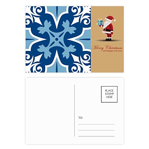 Cartes postales fleurs bleues Père Noël : papeterie décorative haut de gamme, 20 exemplaires