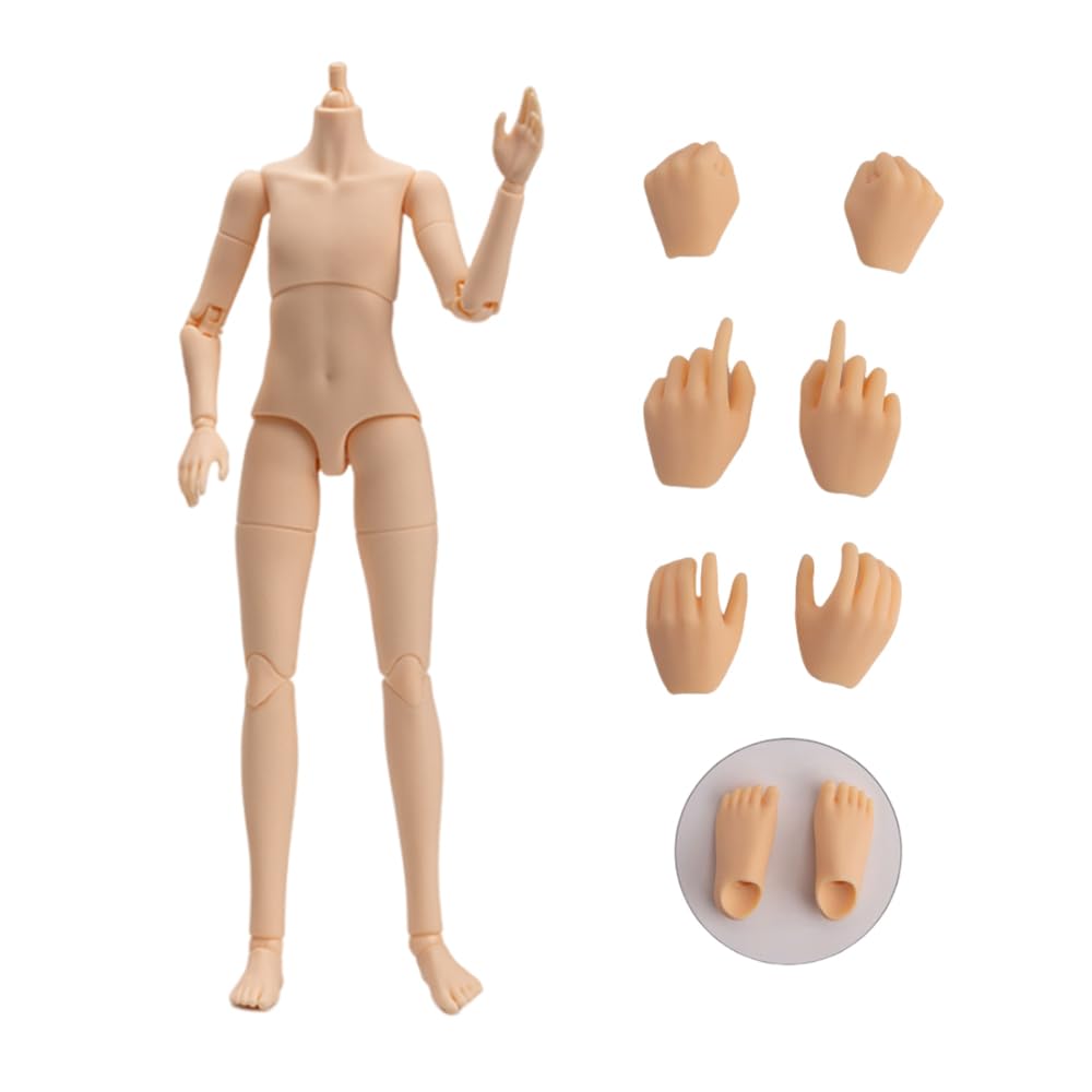Cuerpo de muñeca de PVC de 21cm, Cuerpo articulado móvil para OB24, GSC, Accesorios para Cabeza de muñeca BJD, Juguetes de Mano de Repuesto (Normal Skin+Hands)