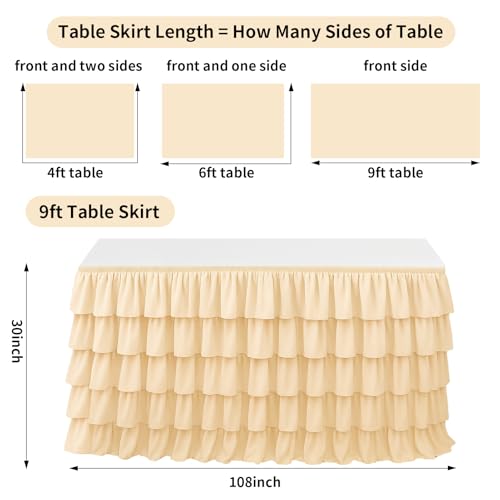 Wokuaile Red Table Skirt Tutu Ruffled Tablecloth for Classroom Teacher Desk Skirt Back to School Supplies for Princess Girls Birthday Party Cake Dessert Decorations, 9FT